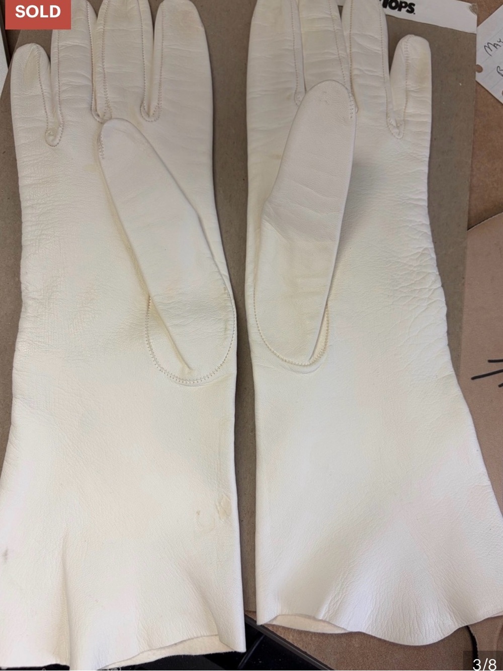 Vintage Italian Kid White Leather Embroidered Gloves - Picture 9 of 13